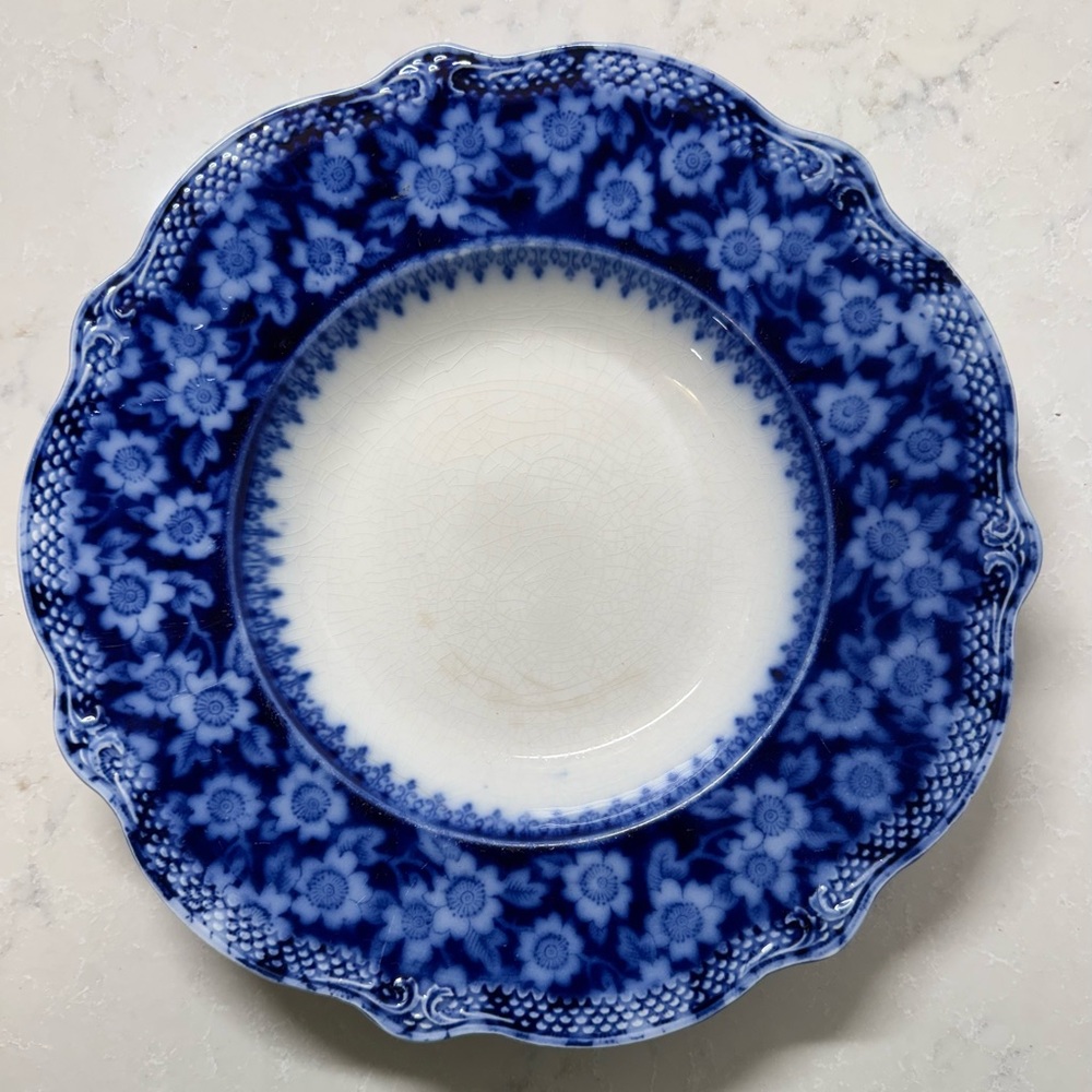 Vintage 9” Grace (Flow Blue) Luncheon Plate By Grindley